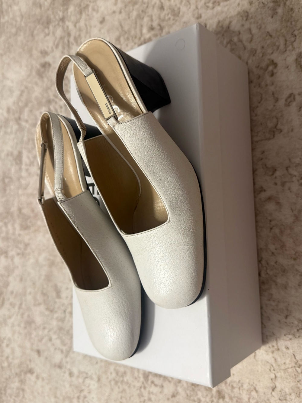 Gucci White Leather Slingback Block Heel Mules — US7W - Picture 5 of 5